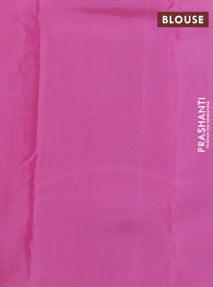 Kanchipuram silk saree blue and light pink with allover zari weaves in borderless style