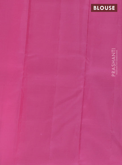 Kanchipuram silk saree grey and light pink with copper zari woven buttas in borderless style