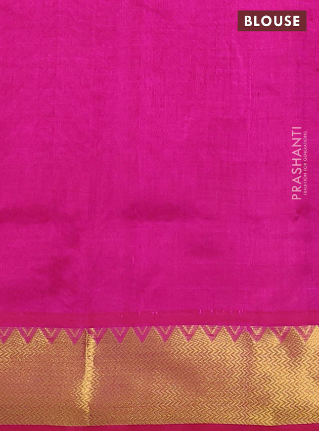 Silk cotton saree cs blue and pink with zari woven buttas and zari woven border