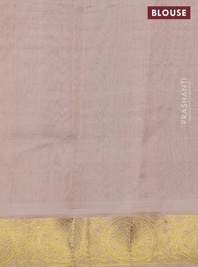 Silk cotton saree maroon and cream with zari woven buttas and annam zari woven border