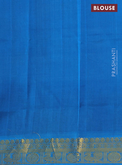 Silk cotton saree coffee brown and cs blue with zari woven buttas and annam zari woven border