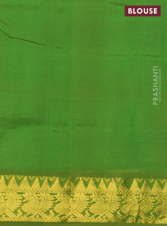 Silk cotton saree maroon and green with zari woven buttas and annam zari woven border