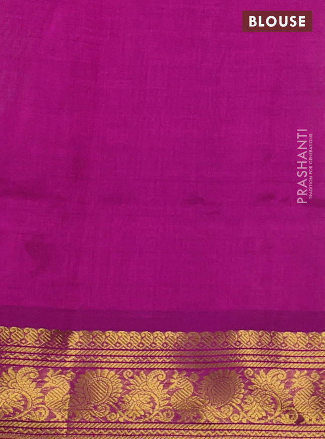 Silk cotton saree pale yellow and purple with zari checked pattern and rettapet zari woven border