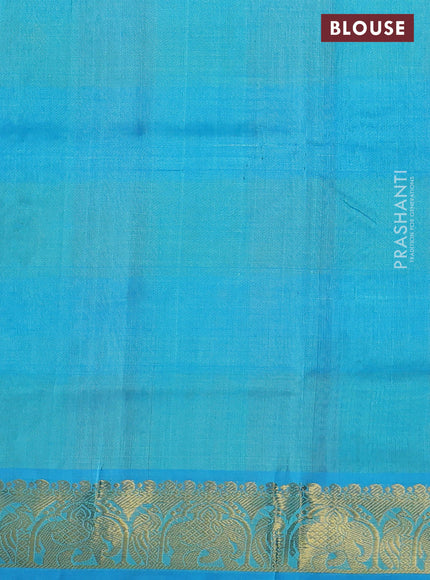 Silk cotton saree multi colour and teal blue with allover paalum pazham checks & zari buttas and zari woven border