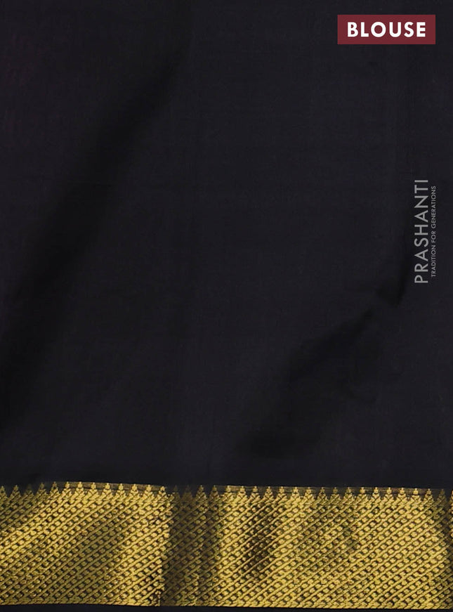 Silk cotton saree light pink and black with allover paalum pazham checks & temple zari buttas and zari woven border