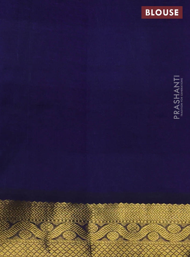 Silk cotton saree multi colour and blue with allover paalum pazham checks & zari buttas and zari woven border