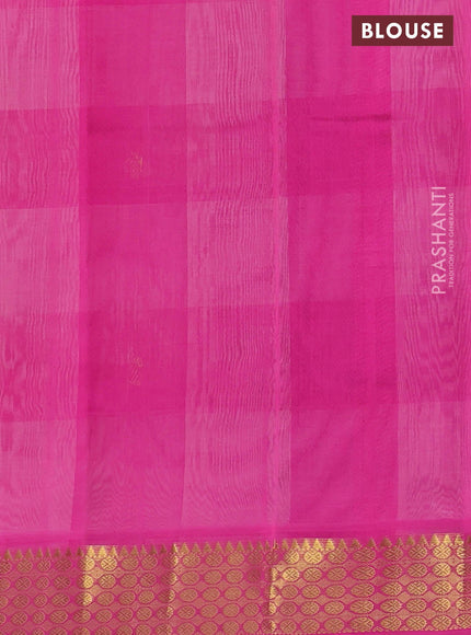 Silk cotton saree cream and pink with allover paalum pazham checks & zari buttas and zari woven border