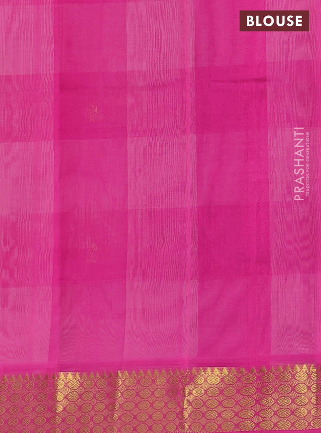 Silk cotton saree cream and pink with allover paalum pazham checks & zari buttas and zari woven border