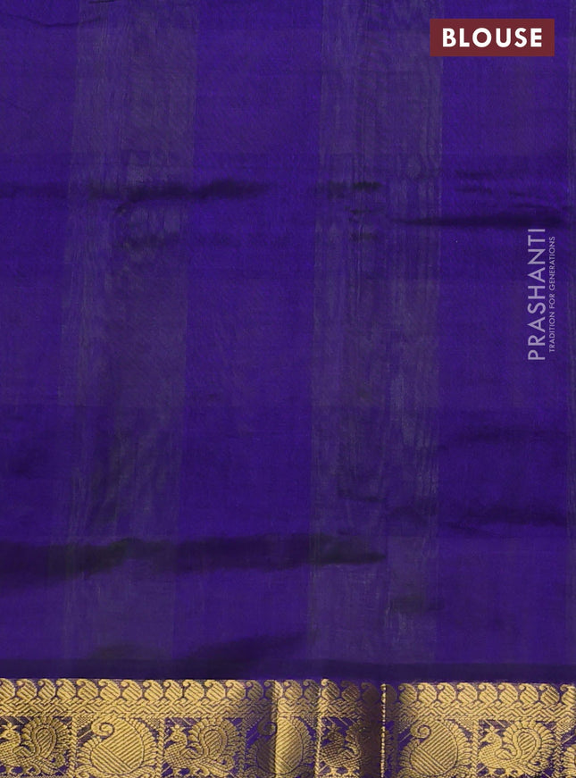 Silk cotton saree light green and blue with allover paalum pazham checks & zari buttas and zari woven border