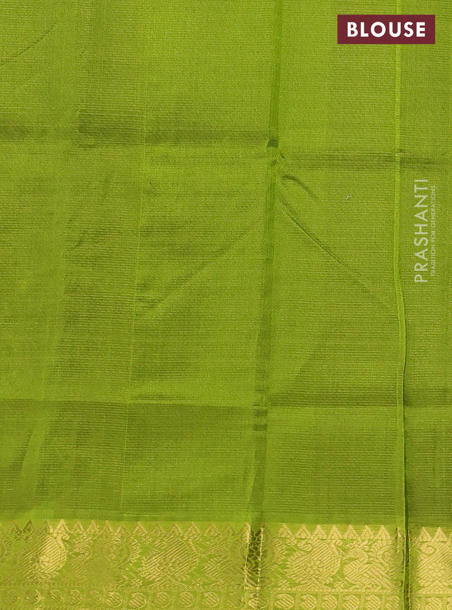 Silk cotton saree black and light green with allover vairosi pattern and zari woven border