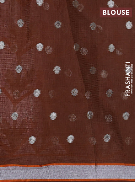 Cotton zari kota tissue saree mild lavender with allover thread & silver zari weaves and silver zari woven border