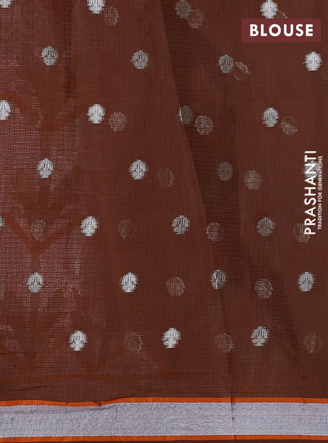 Cotton zari kota tissue saree mild lavender with allover thread & silver zari weaves and silver zari woven border