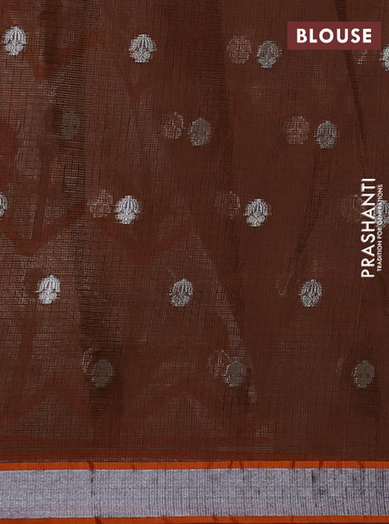 Cotton zari kota tissue saree pastel blue with allover thread & silver zari weaves and silver zari woven border