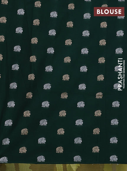 Cotton zari kota saree lime green with allover zari weaves and floral design butta border