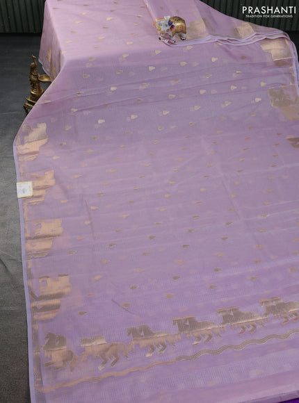 Cotton zari kota saree lavender shade with zari woven buttas and zari woven butta border