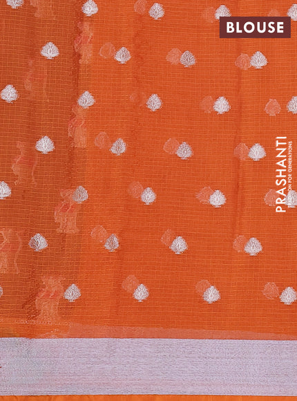 Cotton zari kota saree brown and orange with allover zari woven buttas and zari woven border
