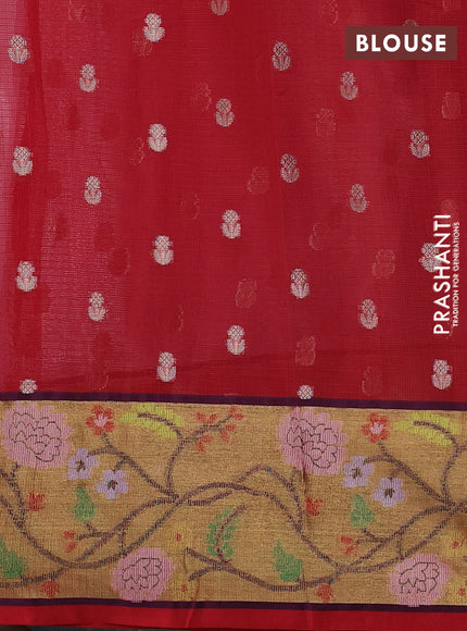 Cotton zari kota saree lavender with zari woven buttas and zari woven paithani style border