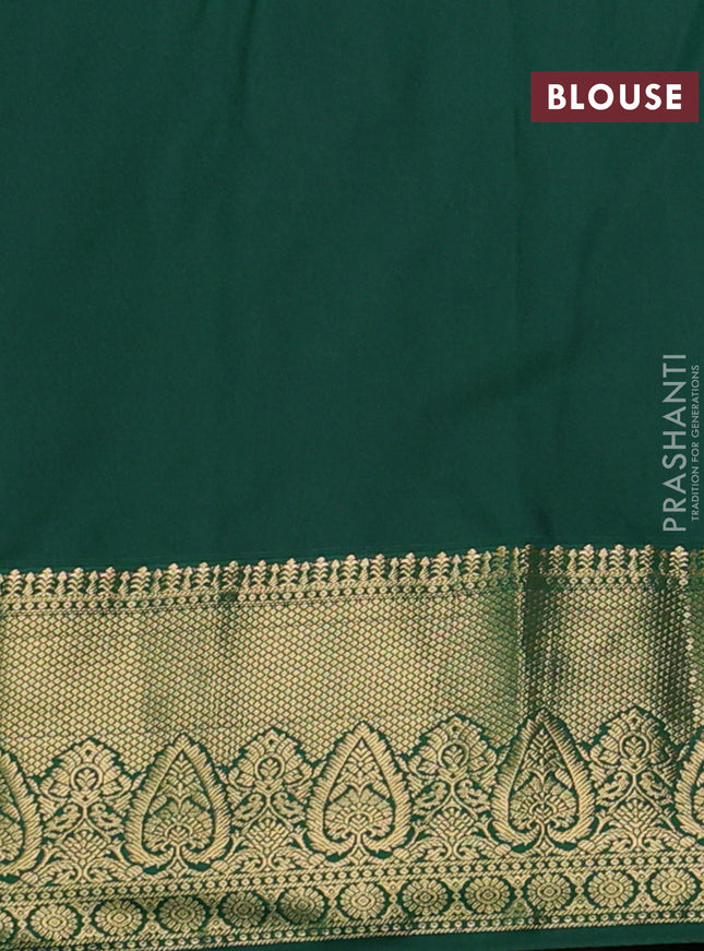 Bangalori silk saree reddish pink and green with zari woven buttas and zari woven border