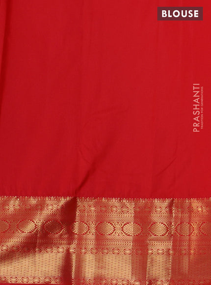 Bangalori silk saree green and red with zari woven buttas and zari woven border