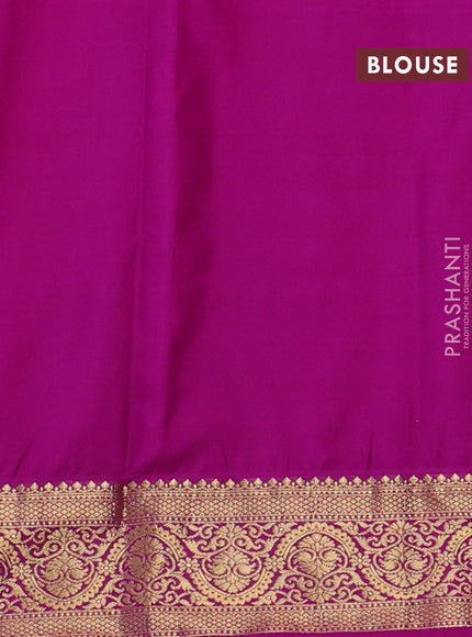 Bangalori silk saree peach orange and purple with zari woven buttas and zari woven border