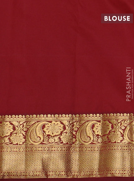 Bangalori silk saree green and maroon with zari woven buttas and zari woven border