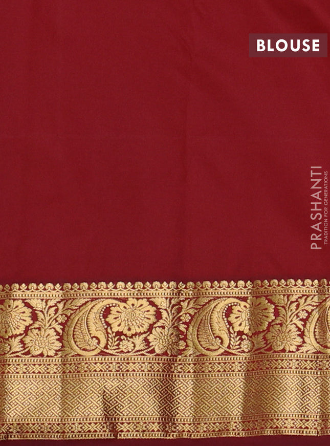 Bangalori silk saree green and maroon with zari woven buttas and zari woven border