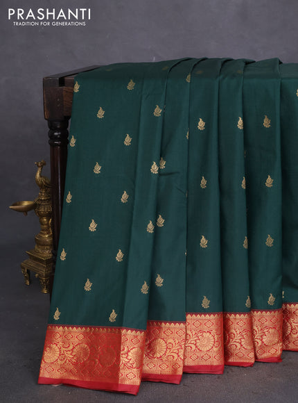 Bangalori silk saree green and maroon with zari woven buttas and zari woven border