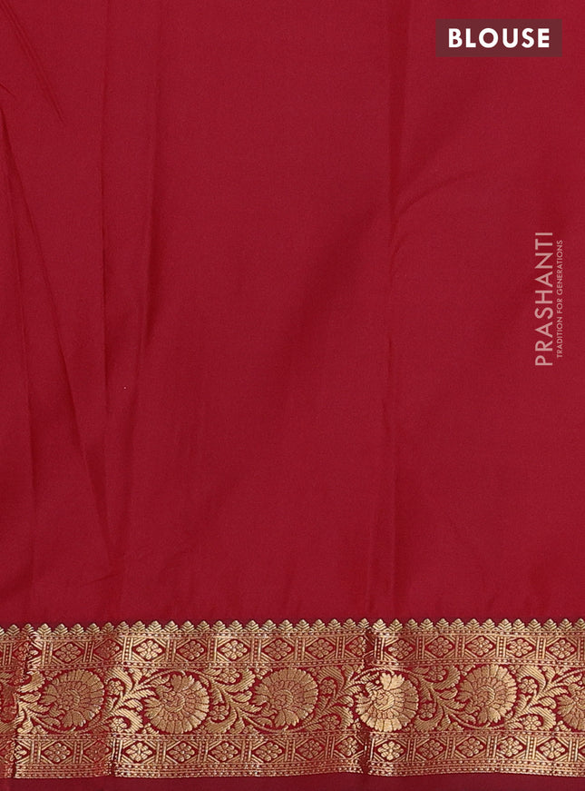 Bangalori silk saree green and maroon with zari woven buttas and zari woven border