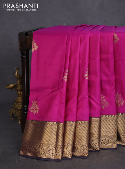 Bangalori silk saree purple and deep jamun shade with zari woven buttas and zari woven border