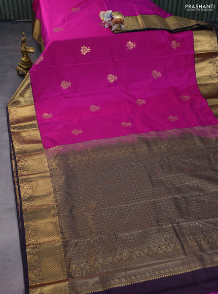 Bangalori silk saree purple and deep jamun shade with zari woven buttas and zari woven border