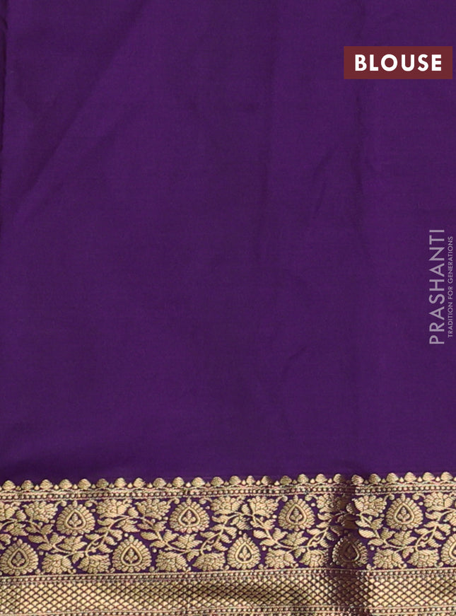 Bangalori silk saree orange and violet with zari woven buttas and zari woven border