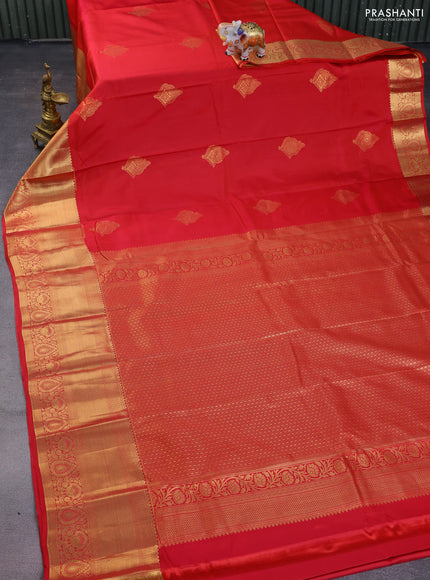 Bangalori silk saree reddish pink with zari woven buttas and zari woven border