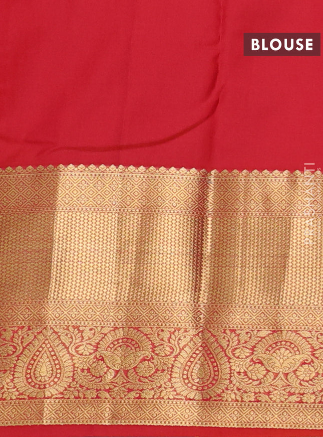 Bangalori silk saree reddish pink with zari woven buttas and zari woven border