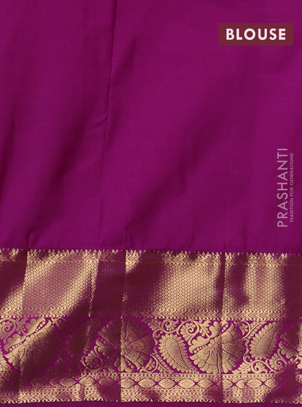 Bangalori silk saree light green and purple with zari woven buttas and zari woven border