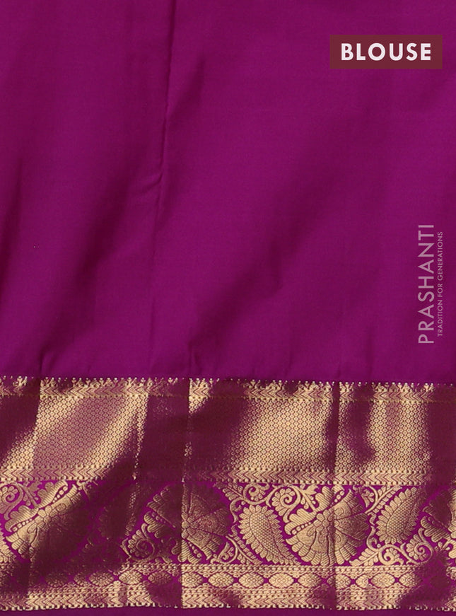 Bangalori silk saree light green and purple with zari woven buttas and zari woven border