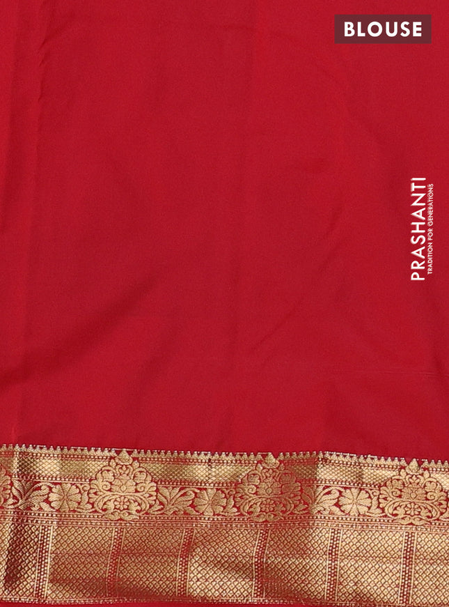 Bangalori silk saree green and red with zari woven buttas and zari woven border