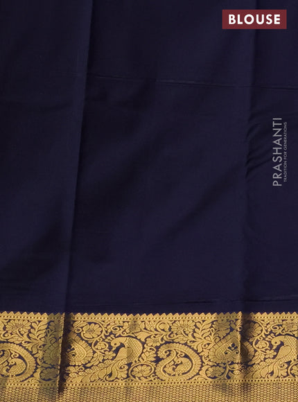 Bangalori silk saree navy blue with zari woven buttas and zari woven border