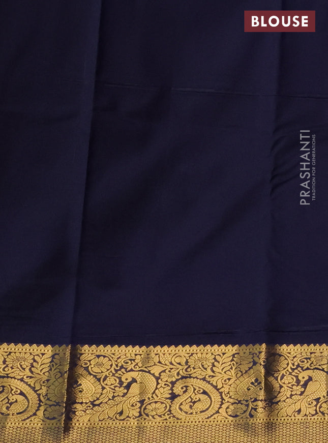 Bangalori silk saree navy blue with zari woven buttas and zari woven border
