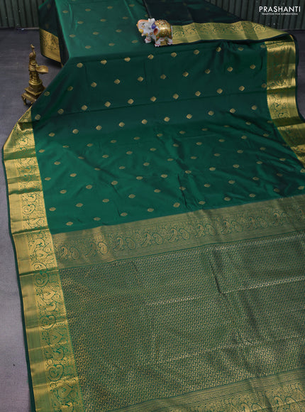Bangalori silk saree green with zari woven buttas and zari woven border