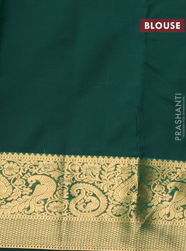 Bangalori silk saree green with zari woven buttas and zari woven border