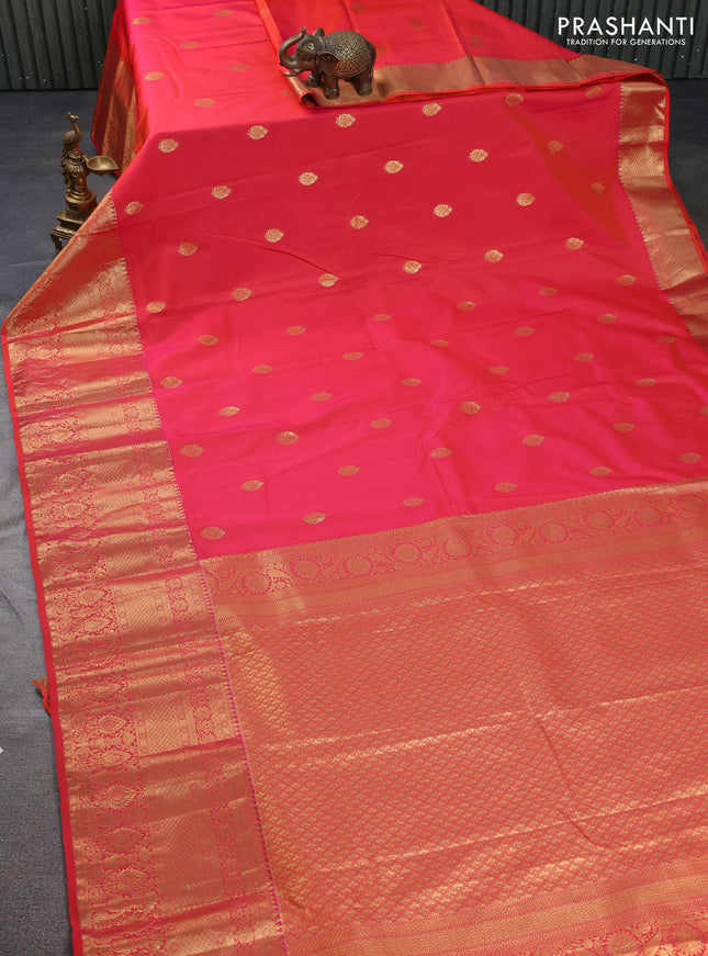 Bangalori silk saree dual shade of pinkish orange with zari woven buttas and long zari woven border