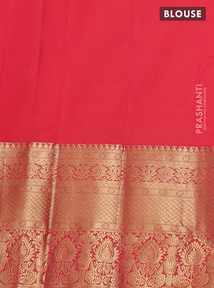 Bangalori silk saree dual shade of pinkish orange with zari woven buttas and long zari woven border