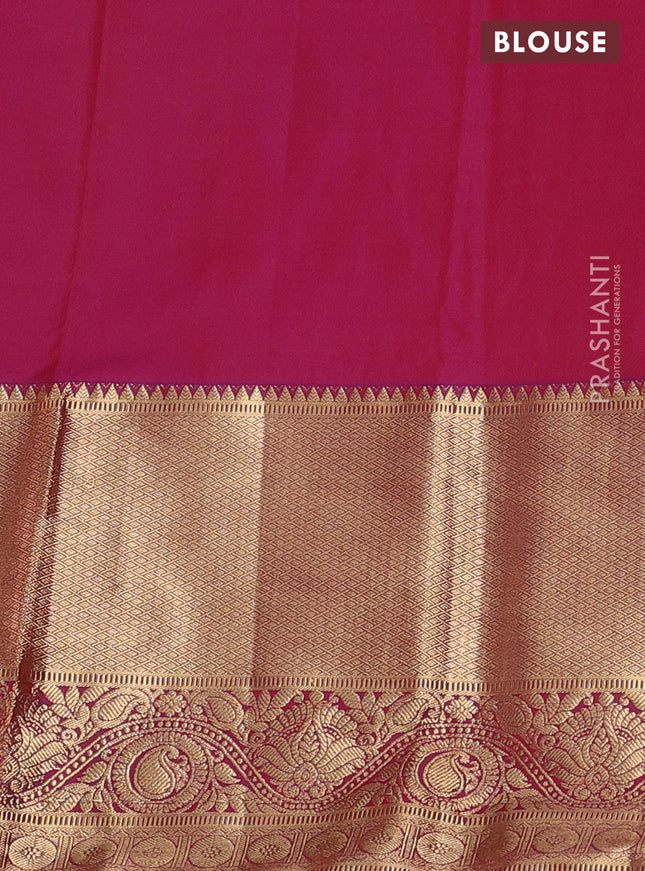 Bangalori silk saree red and purple with zari woven buttas and long zari woven border