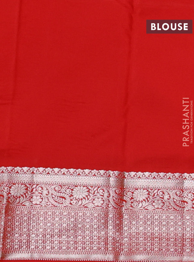 Bangalori silk saree red with zari woven buttas and silver zari woven border