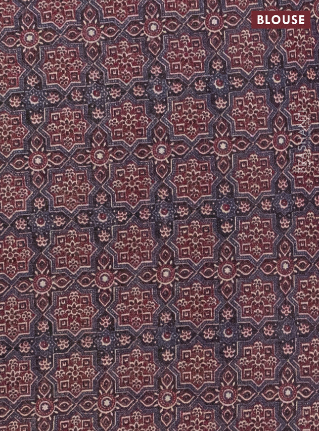 Semi linen saree green with allover bandhani prints and ajrakh printed pallu & blouse