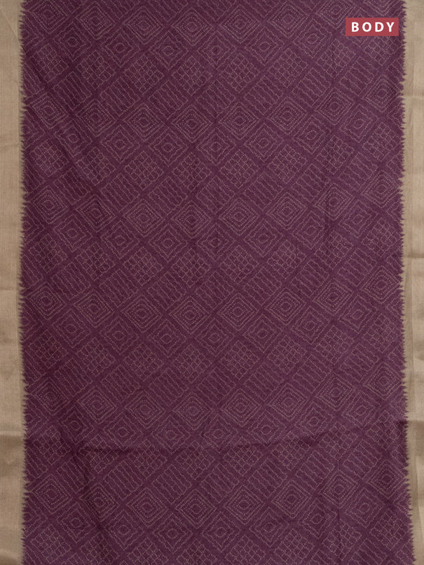 Semi linen saree wine shade and beige with allover bandhani prints and kalamkari printed pallu & blouse