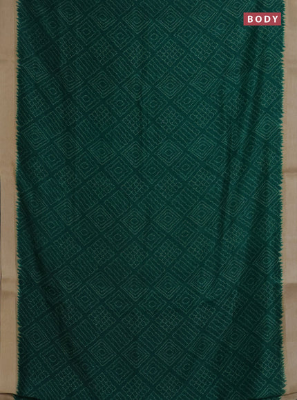Semi linen saree green and beige with allover bandhani prints and kalamkari printed pallu & blouse