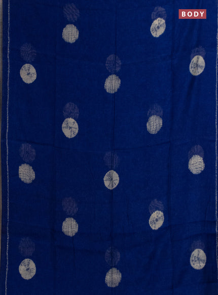 Semi linen saree blue and beige with shibori butta prints and kalamkari printed pallu & blouse