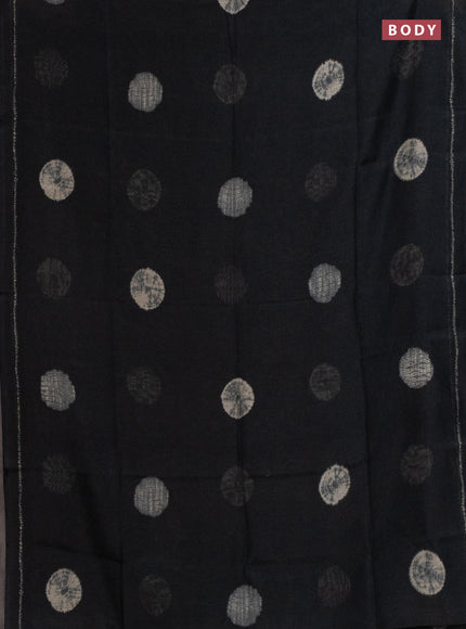 Semi linen saree elephant grey and beige with shibori butta prints and kalamkari printed pallu & blouse