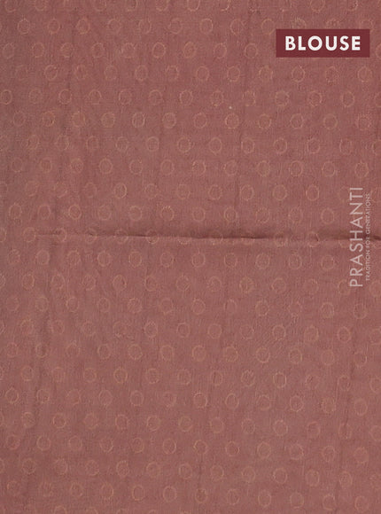 Semi tussar saree brown with allover ajrakh butta prints and katha stitch work pallu & border